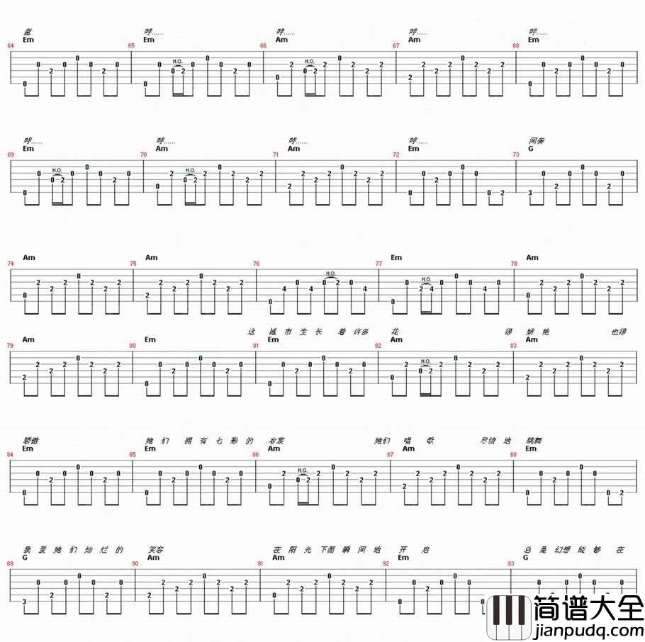 她们|吉他谱|图片谱|高清|陈楚生