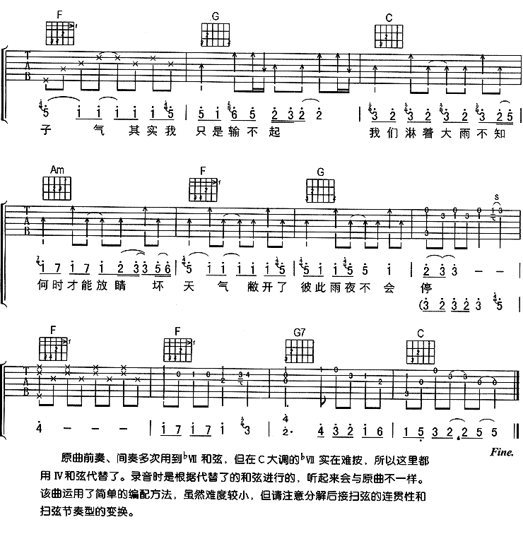 坏天气|吉他谱|图片谱|高清|孙燕姿