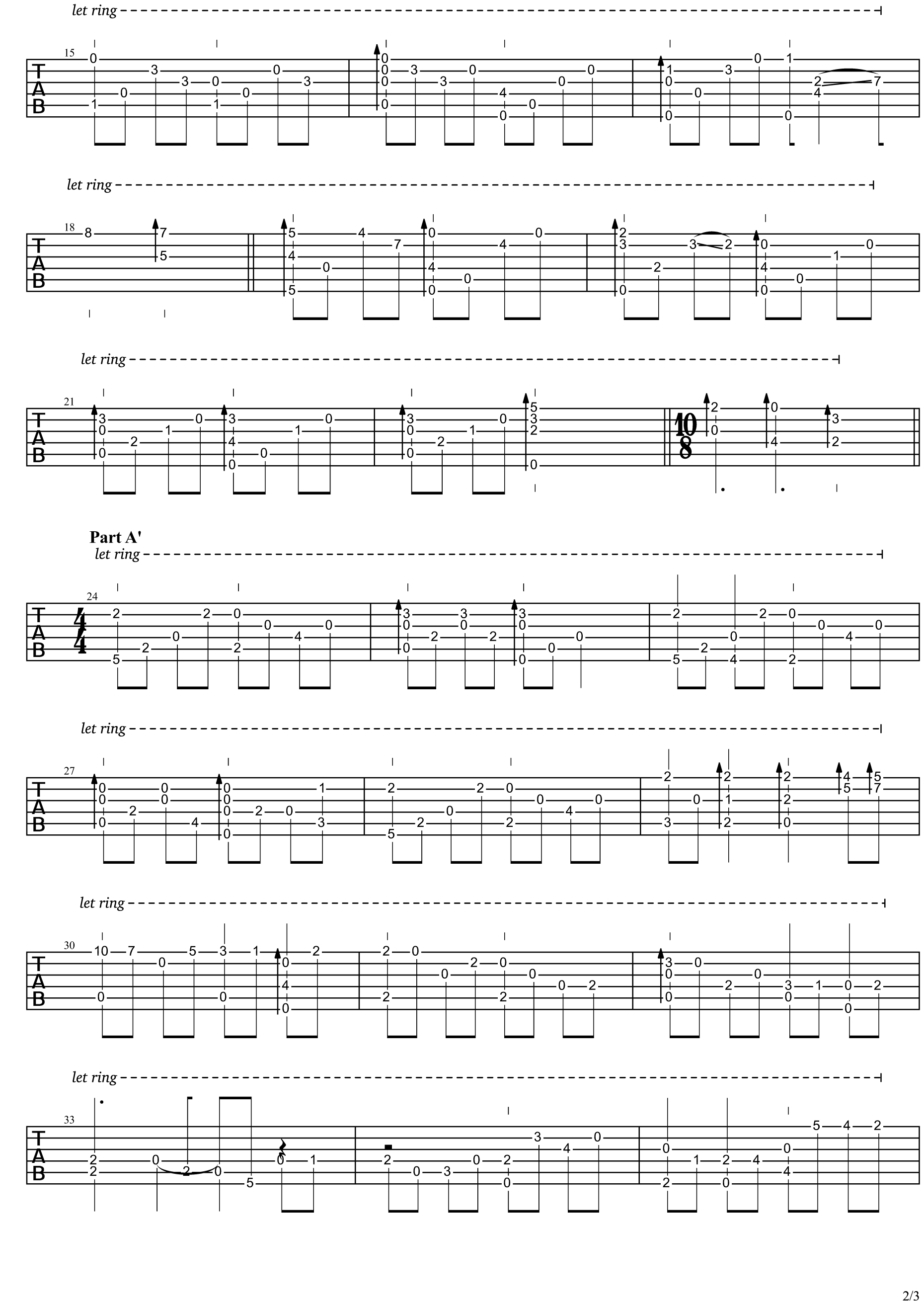 岸部真明_爱的礼赞_Salut_damoure__指弹__吉他谱_Guitar_Music_Score