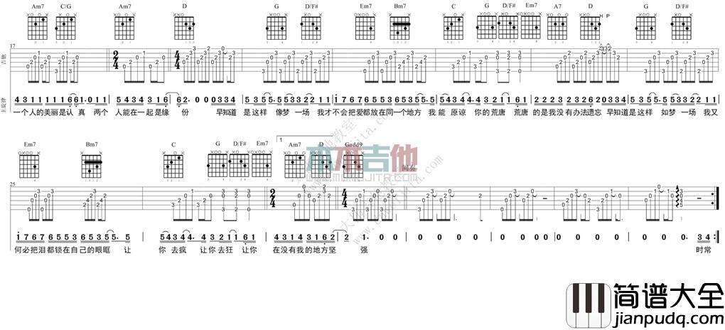 那英_梦一场_吉他谱(G调)_Guitar_Music_Score