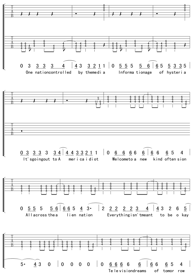 American_Idiot|吉他谱|图片谱|高清|欧美经典