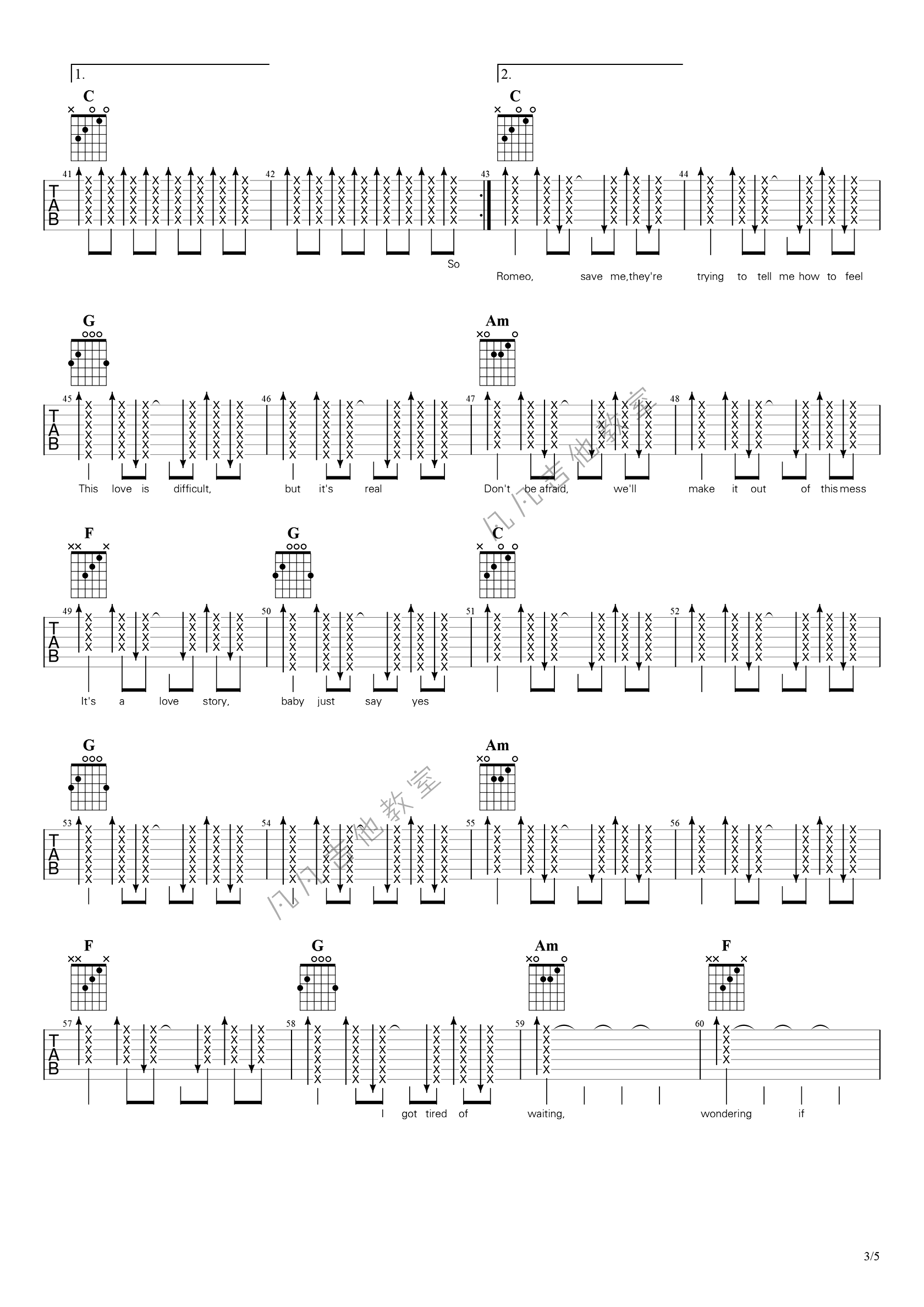 Love_Story吉他谱_Taylor_Swift_扫弦版_弹唱演示视频